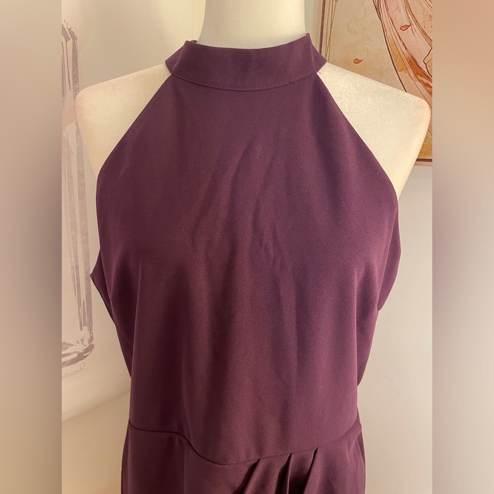 Sleeveless Halter Dress Knee Length Formal Size XL Purple - Picture 4 of 16
